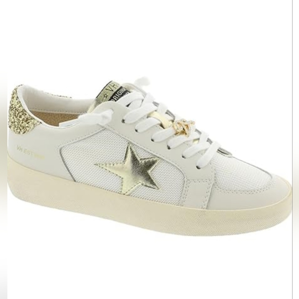 White and Gold Women's Sneakers